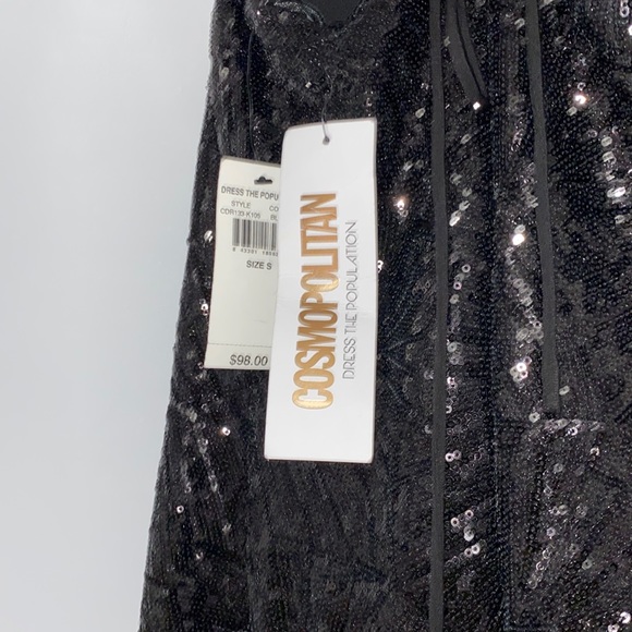 Black mini dress open back from cosmopolitan BRAND NEW FITS LIKE A M - Picture 3 of 6